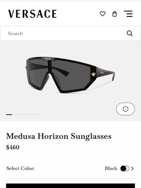 Versace Black Shield Sunglasses with Gold Accents